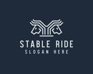 Equestrian Double Horse Mane logo design