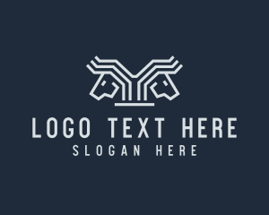 Symmetrical - Equestrian Double Horse Mane logo design