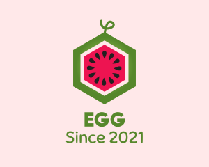 Grocer - Hexagon Watermelon Fruit logo design