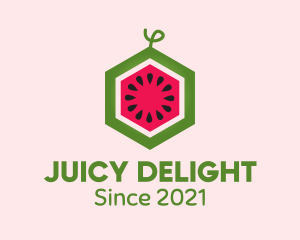 Juicy - Hexagon Watermelon Fruit logo design