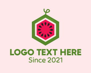 Grocer - Hexagon Watermelon Fruit logo design