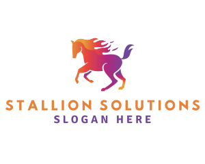 Stallion - Flaming Horse Stallion logo design