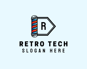 Retro Barber Pole logo design