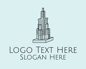 Architecture - 3D Skyscraper Building logo design