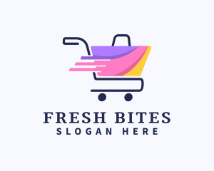 Pushcart - Shopping Bag Cart logo design