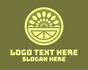 Lemon - Green Fruit Leaf Burst logo design
