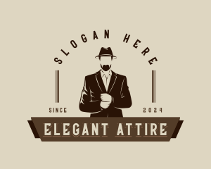 Suit Hat Gentleman logo design