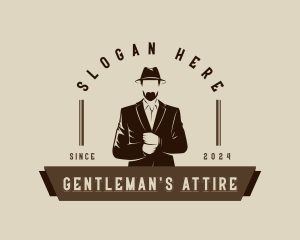 Suit Hat Gentleman logo design