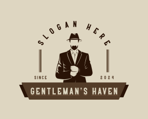 Suit Hat Gentleman logo design