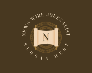 Notary Paper Scroll logo design