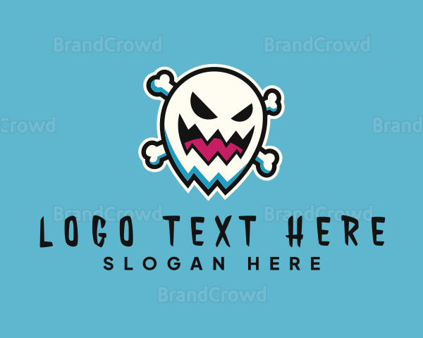 Spooky Ghost Crossbones Logo