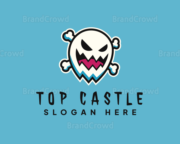 Spooky Ghost Crossbones Logo