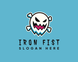 Spooky Ghost Crossbones logo design