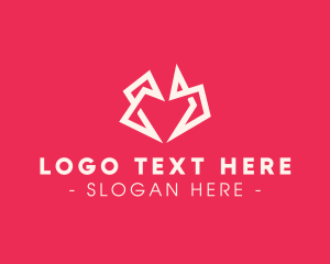 Origami Polygon Heart logo design
