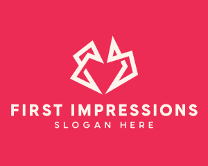 Origami Polygon Heart logo design