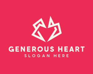 Origami Polygon Heart logo design