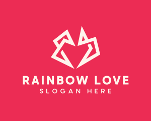 Origami Polygon Heart logo design