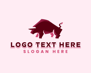 Vegan Meat - Bull Bison Animal logo design