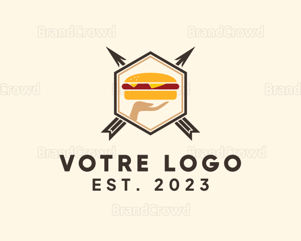 Hamburger Hand Hipster Badge Logo