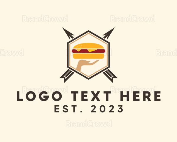 Hamburger Hand Hipster Badge Logo