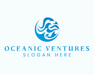 Ocean Water Wave logo design