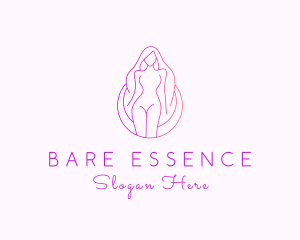 Gradient Nude Lady logo design