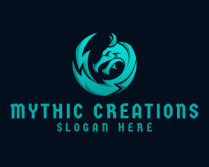 Mythic - Blue Dragon Lightning Gaming logo design