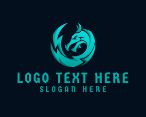 Mythological - Blue Dragon Lightning Gaming logo design