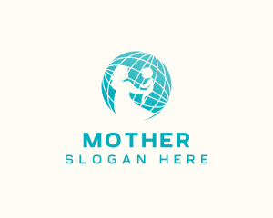 Mother Child Globe  logo design