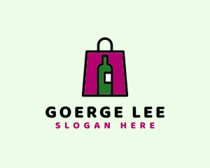 Online Shopping - Wine Shopping Bag logo design
