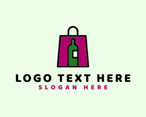 Online Shopping - Wine Shopping Bag logo design