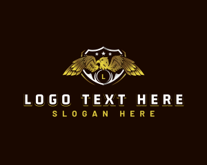 Gold Eagle - Eagle Wings Shield logo design