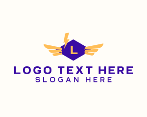 Courier - Logistics Lightning Wings logo design