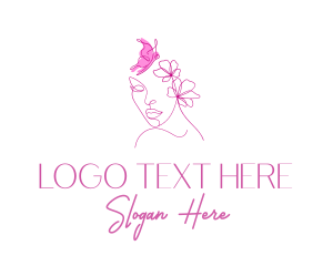 Skin Care - Pink Butterfly Lady logo design