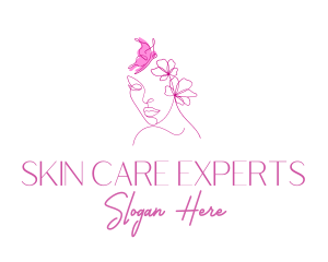 Pink Butterfly Lady logo design