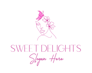 Pink Butterfly Lady logo design