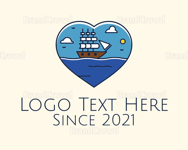 Heart Sail Ship Logo