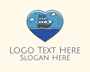 Heart Sail Ship Logo