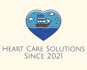 Heart Sail Ship logo design