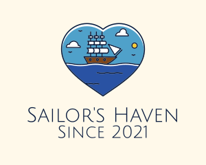 Heart Sail Ship logo design