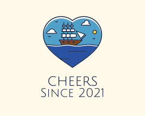 Seafarer - Heart Sail Ship logo design