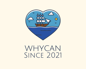 Cruise - Heart Sail Ship logo design