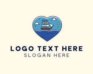 Adventure - Heart Sail Ship logo design