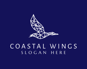 Geometric Flying Seagull logo design