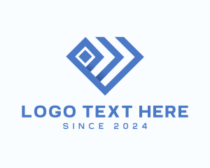 Orange Diamond - Blue Geometric Diamond logo design