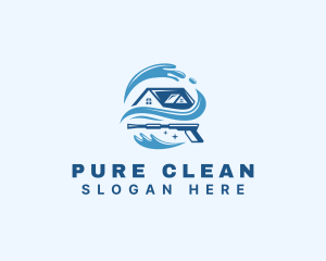 Pressure Washer Clean Housekeeping logo design