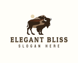 Cattle - Buffalo Bison Mountain logo design
