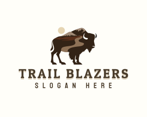 Buffalo Bison Mountain logo design