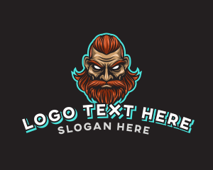 Moustache - Beard Viking Man Gaming logo design