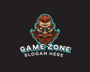 Beard Viking Man Gaming logo design